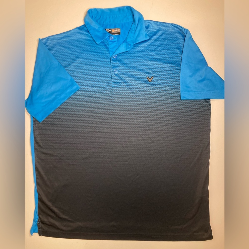 Callaway Blue and Black Gradient Polo Shirt